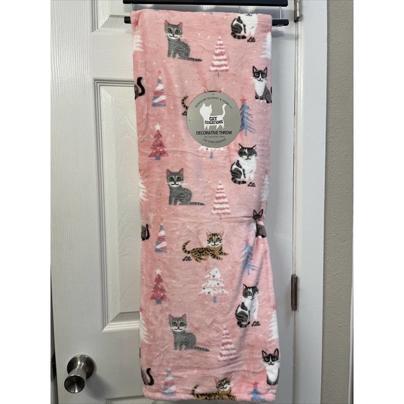 Berkshire Blanket Bedding Cats Trees Pink Print Throw Blanket 5x70
